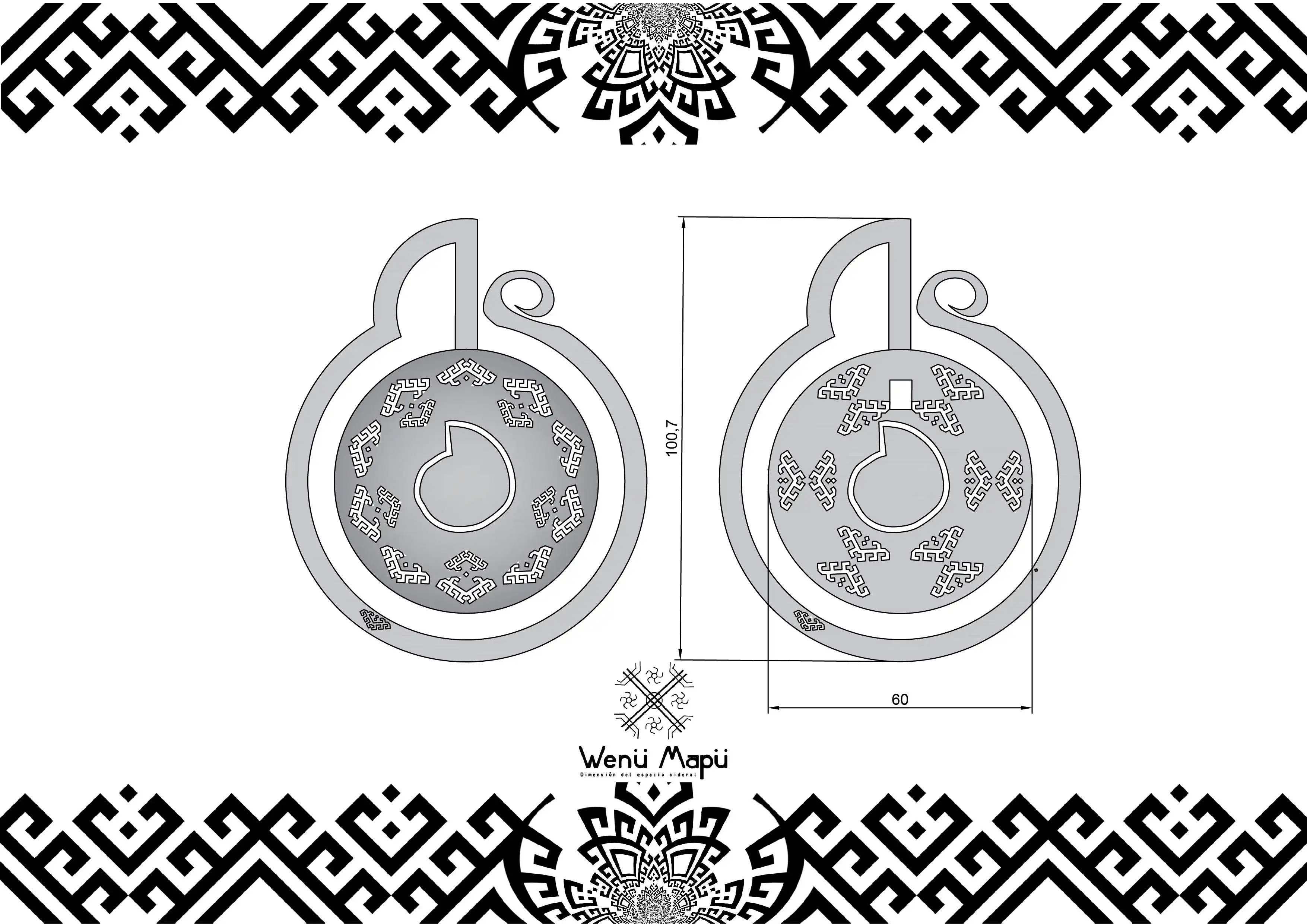 Technical planimetry — dimensioned drawing of an ornamental hanger