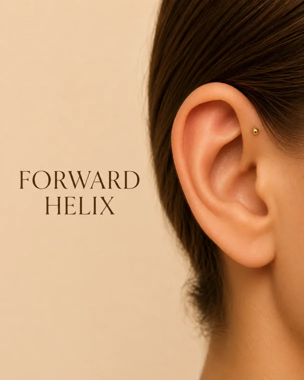 Forward helix piercing